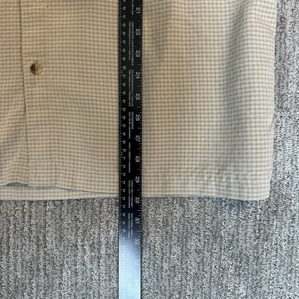 The North Face Mens Beige Plaid Short Sleeve Modal Blend Button Down Shirt XL‎